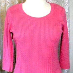 MEDIUM PINK Cable Knit Cotton SWEATER Size XL Pria